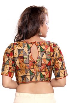 RUNG ASSAM SILK  BOAT NECK BACK OPEN PADDED ELBOW SLEEVES (DV-6043)