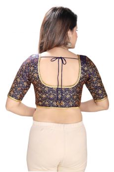 AAFREEN BROCADE ROUND NECK FRONT OPEN PADDED ELBOW SLEEVES (DV-6033)