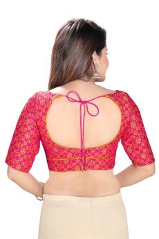 PINK PARADISE BROCADE V-NECK BACK OPEN PADDED ELBOW SLEEVES (DV-6036)