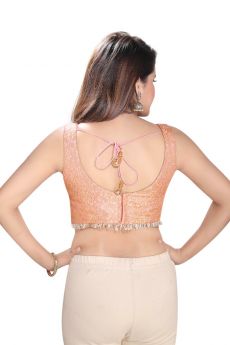 JEWEL BROCADE V-NECK BACK OPEN PADDED SLEEVELESS (DV-6037)