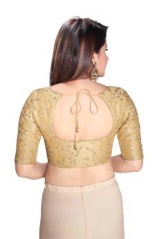 GOLD BURST EMBROIDERY ROUND NECK FRONT OPEN PADDED ELBOW SLEEVES (DV-6031)